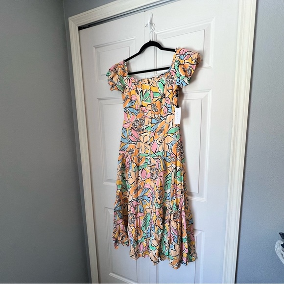 ASTR The Label Saveria Tropical Papaya Off the Shoulder Maxi Dress S - Picture 7 of 12